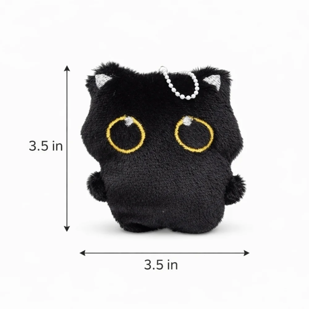Black Cat Plush Keychain Cute Bag Charm Kawaii Soft Toy NWT